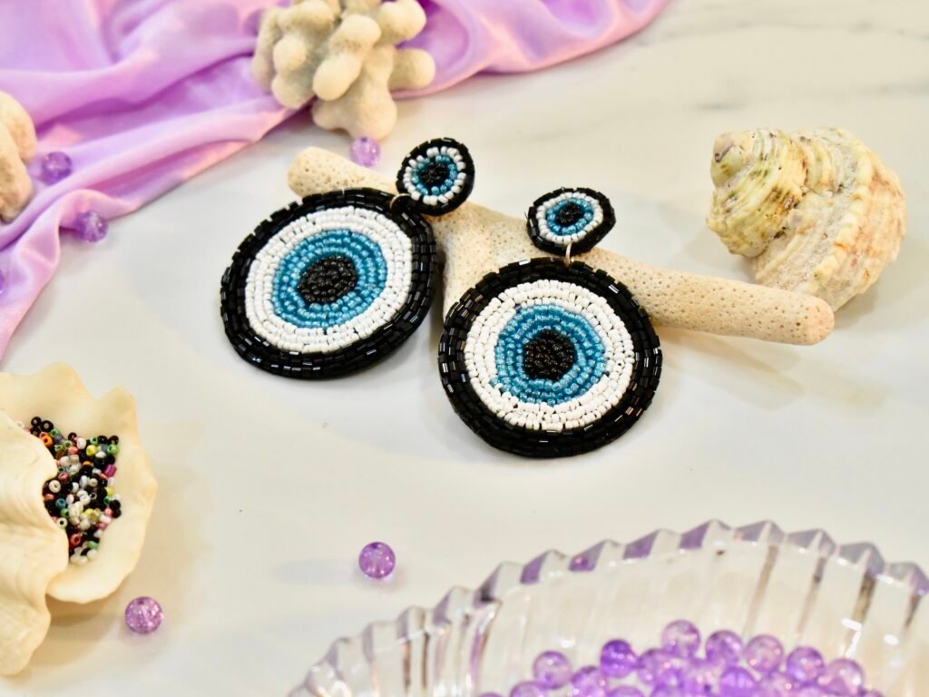 Handcrafted Evil Eye Beaded Earrings