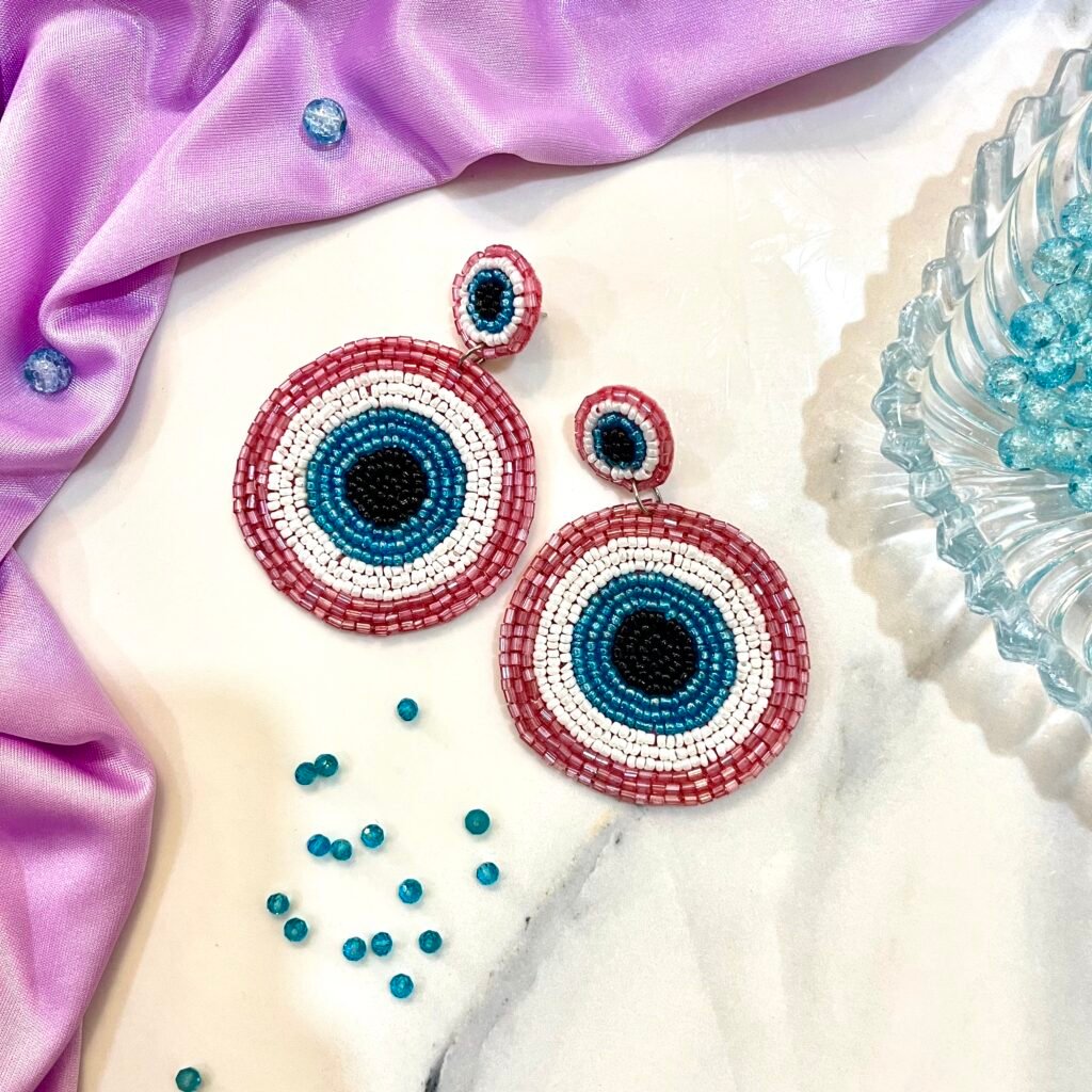 Handmade Evil Eye Beaded Earrings