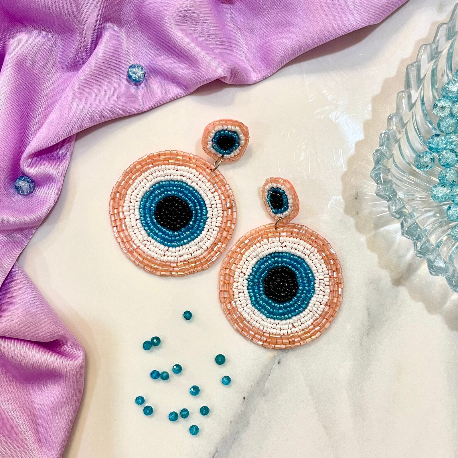 Handmade Evil Eye Beaded Earrings Handmade Evil Eye Beaded Earrings